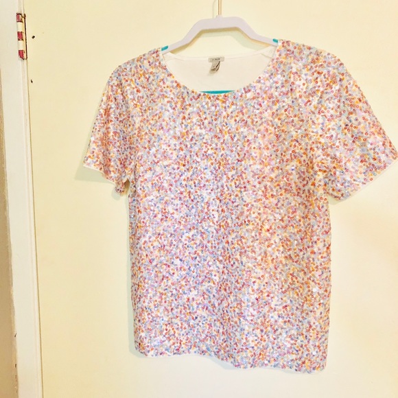 Multicolored sequin J Crew top - Picture 1 of 2